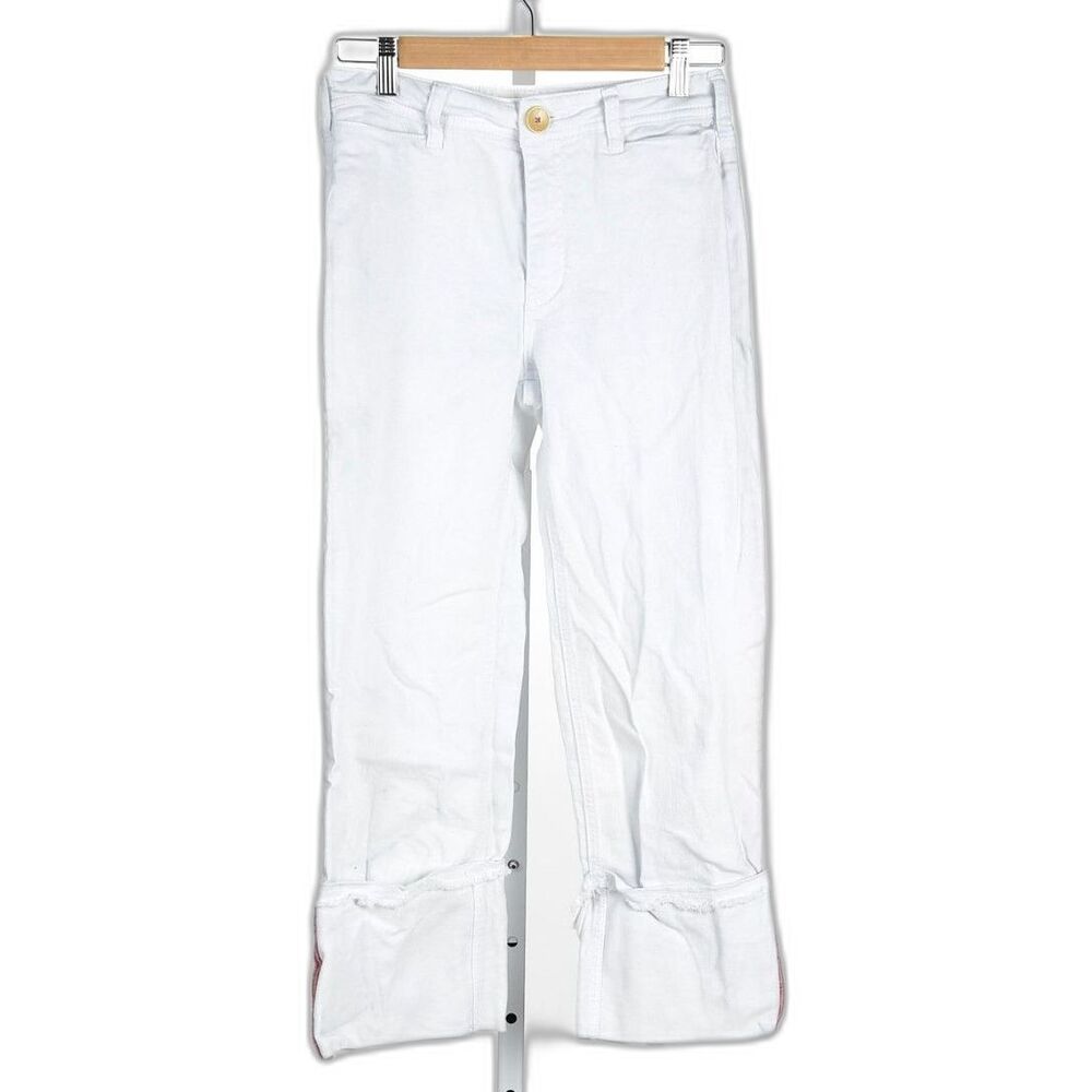 Pilero and the Letterpress Anthropologie White Denim Tapered Leg Size 26
